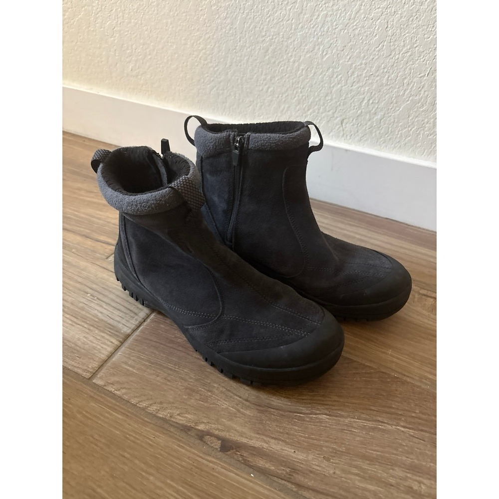 Mens LL Bean 290614 black Leather Primaloft Insulated Ankle Boots Sz 10